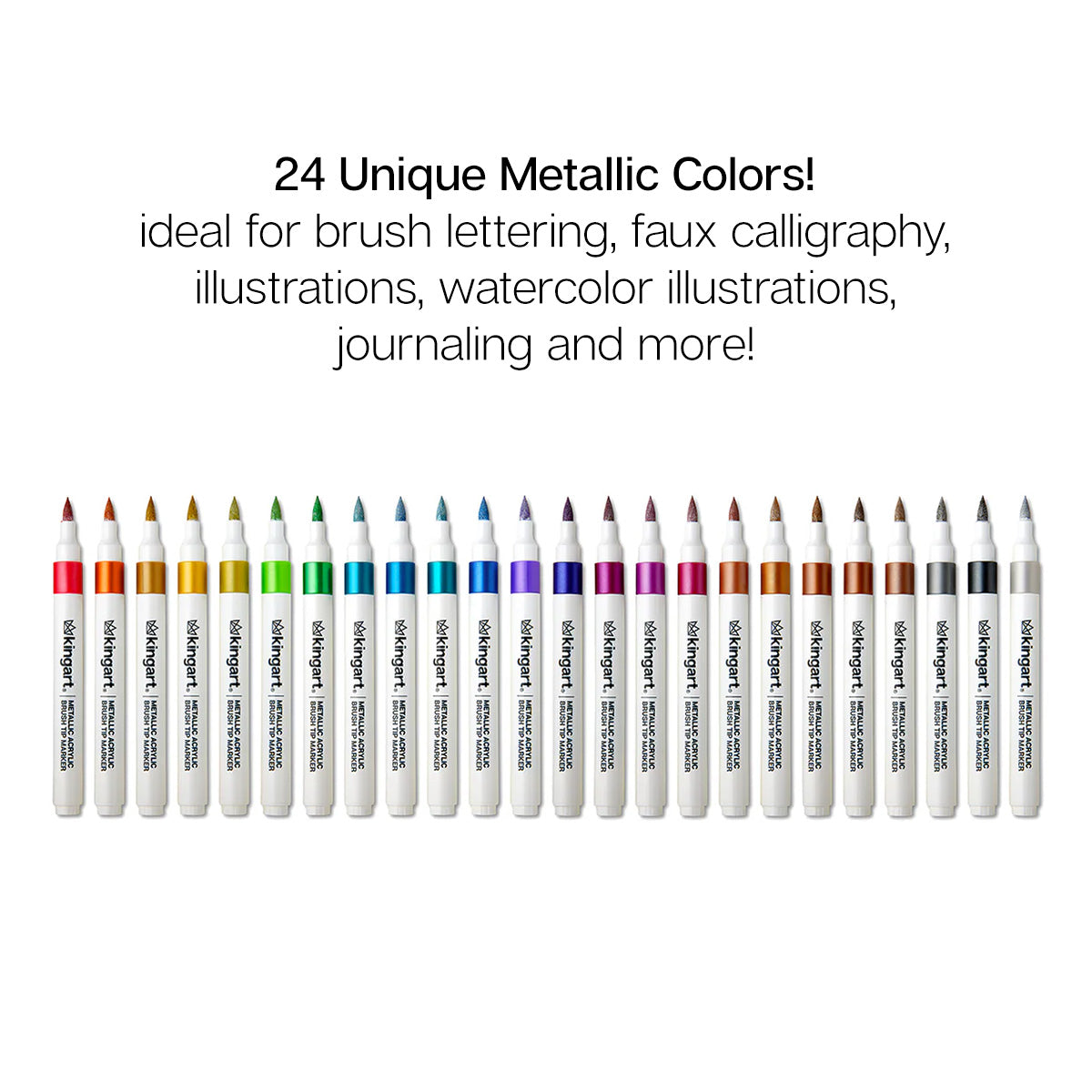 Acrylic Paint Brush Tip Markers - 24 Metallic Colors