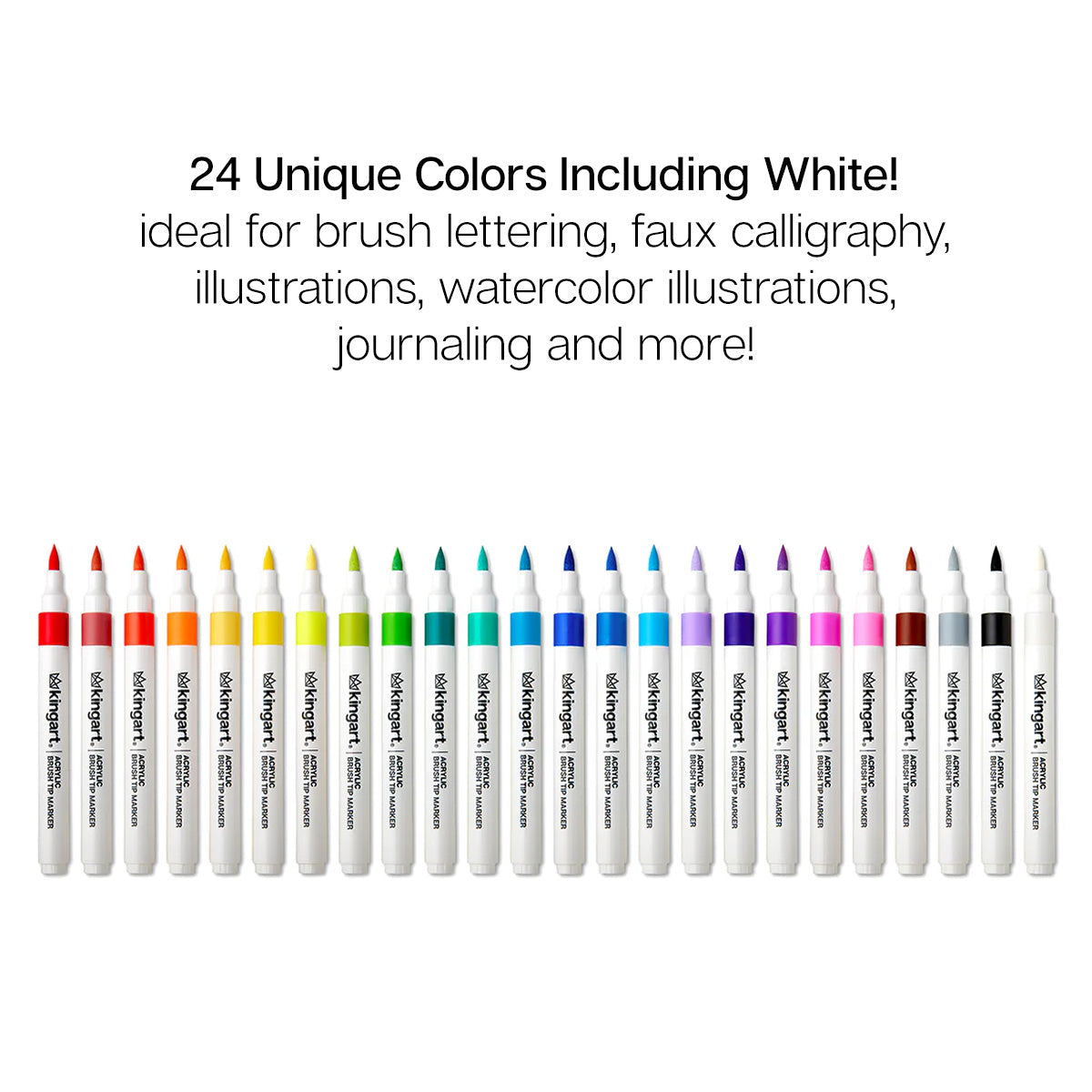 Acrylic Paint Brush Tip Markers - 24 Colors