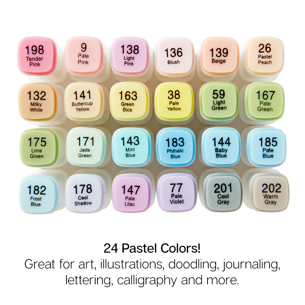 Double-Ended Alcohol Markers - 24 Pastel Colors
