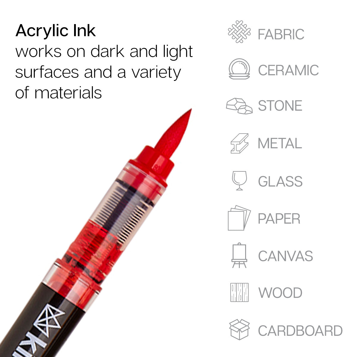 Acrylic Paint Brush Tip Pens - 12 Bright Colors