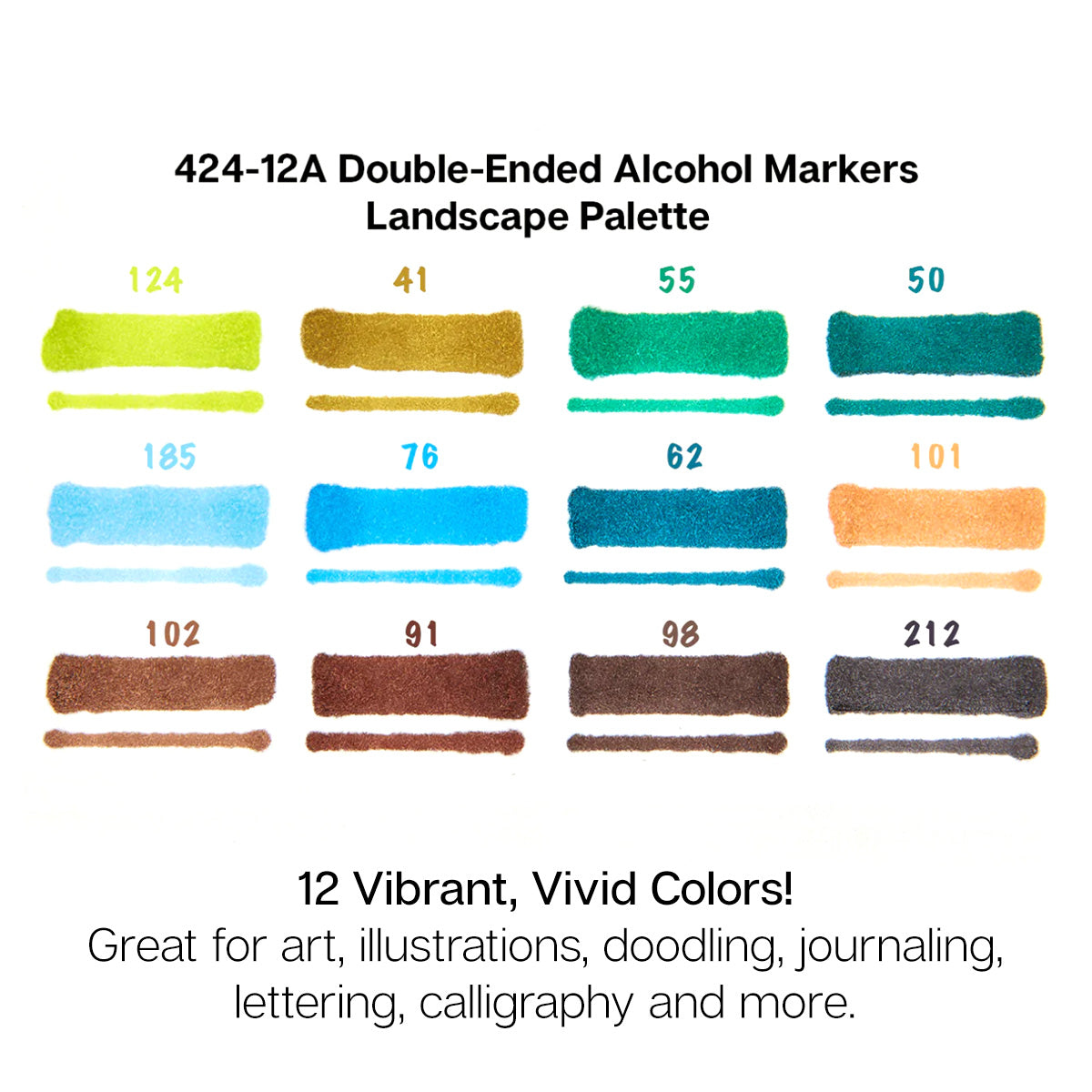 Double-Ended Alcohol Markers - 12 Landscape Colors