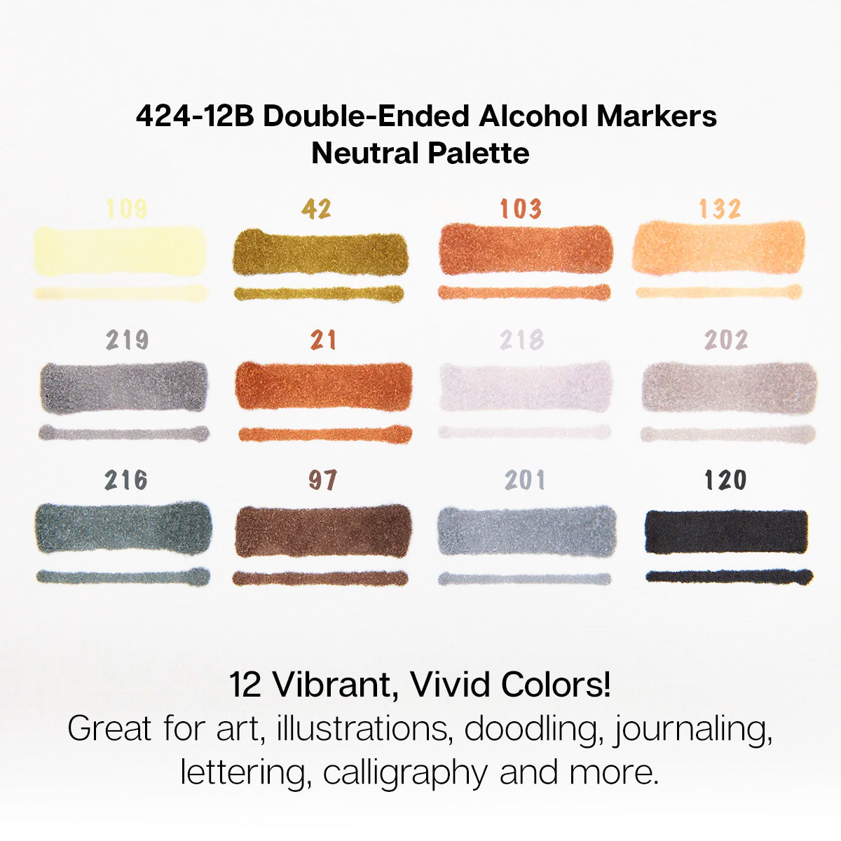 Double-Ended Alcohol Markers - 12 Neutral Colors
