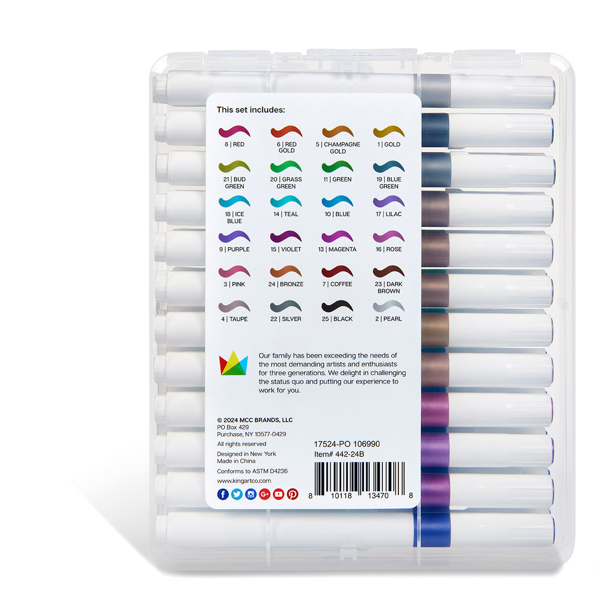 Acrylic Paint Brush Tip Markers - 24 Metallic Colors