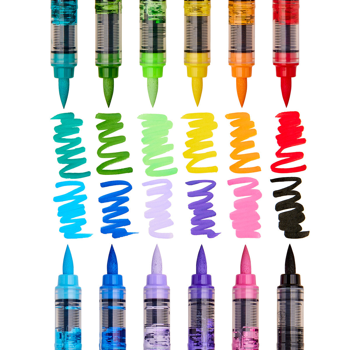 Acrylic Paint Brush Tip Pens - 12 Bright Colors
