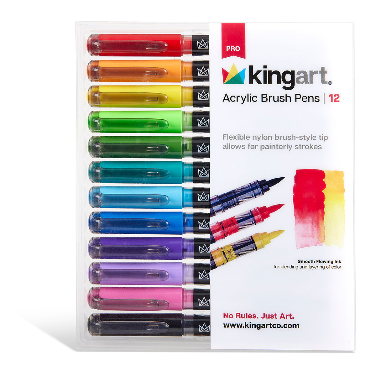 Acrylic Paint Brush Tip Pens - 12 Bright Colors