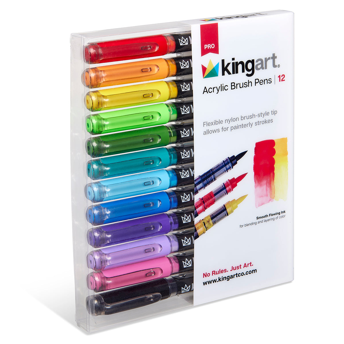 Acrylic Paint Brush Tip Pens - 12 Bright Colors