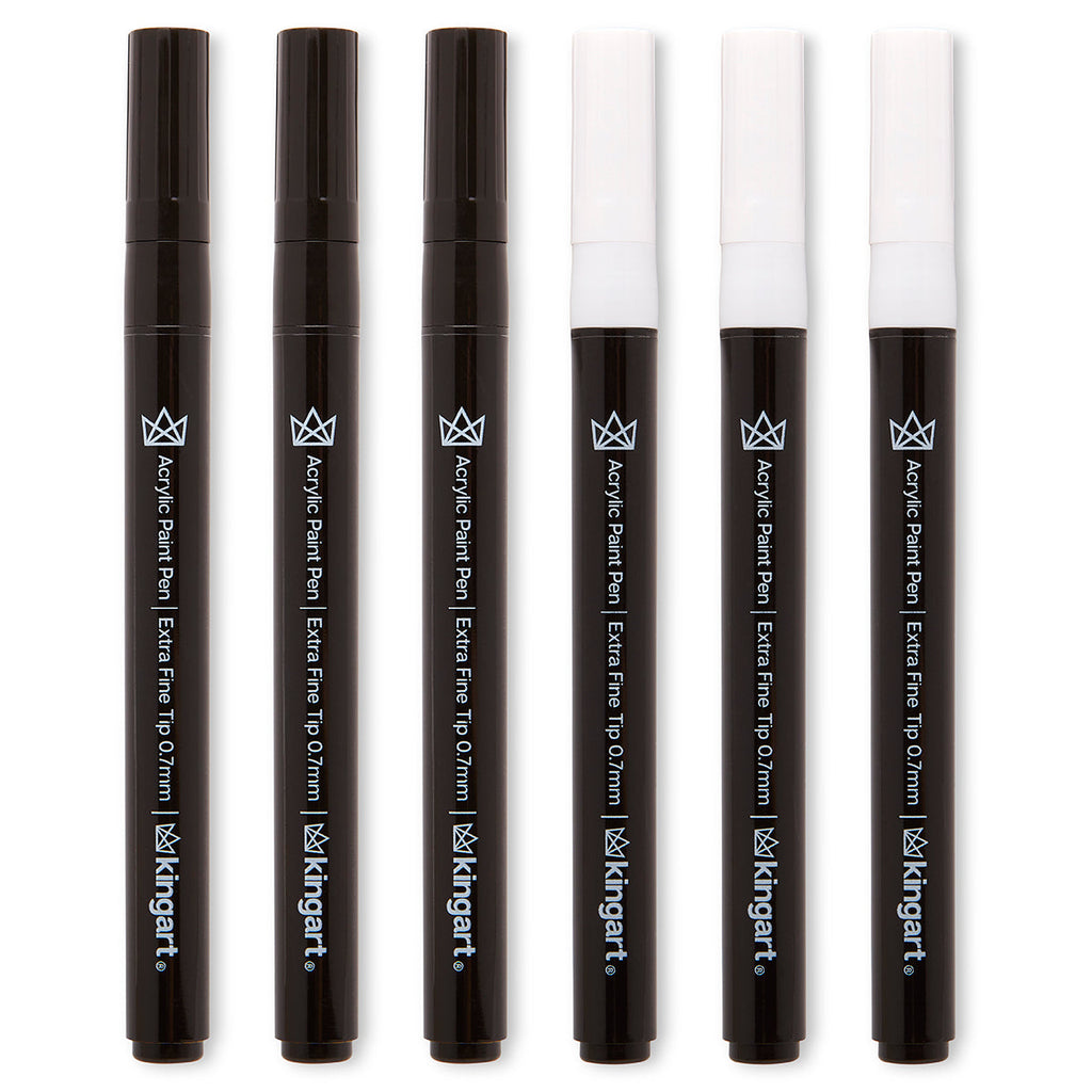 Acrylic Paint Pens Extra Fine - Black & White 6 pc