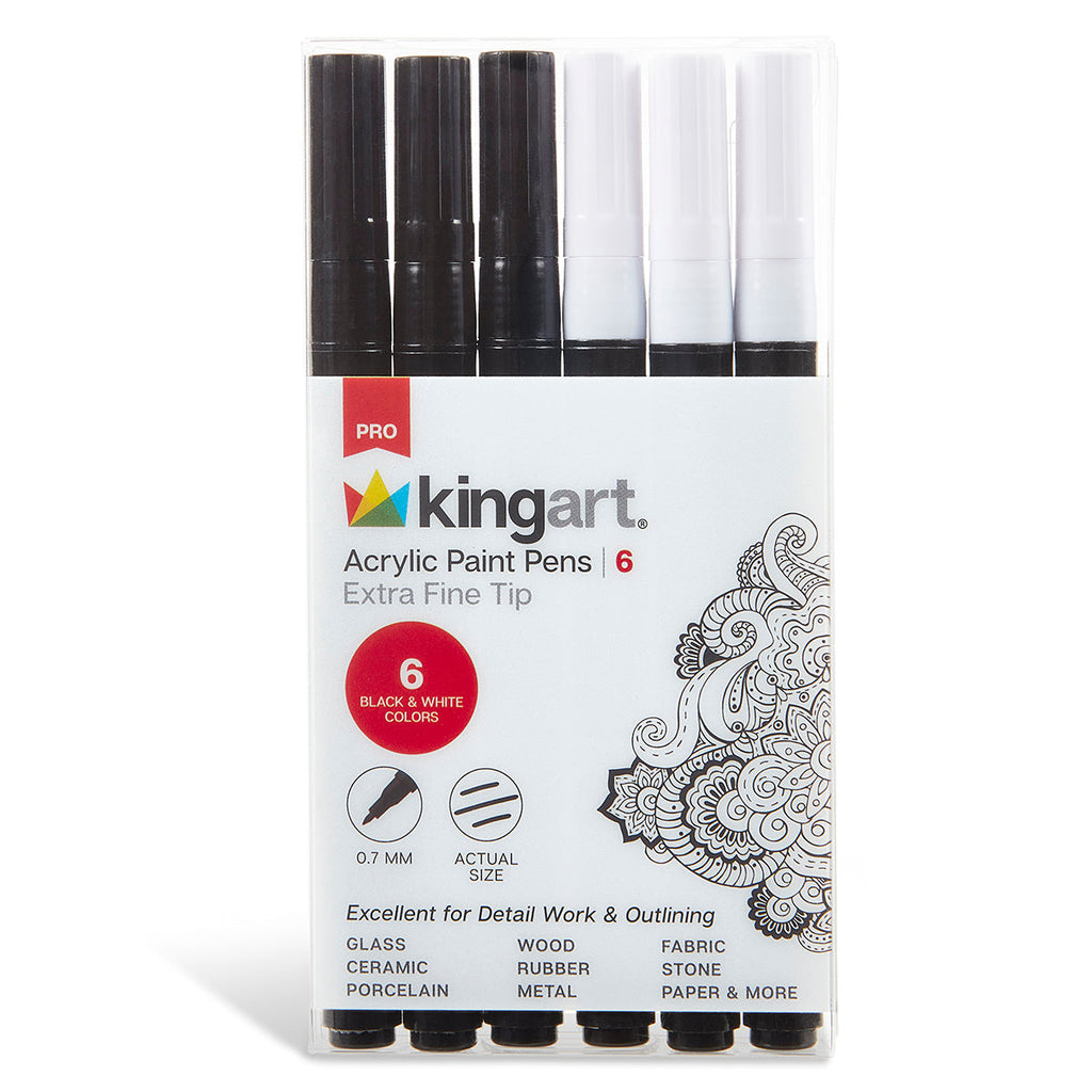 Acrylic Paint Pens Extra Fine - Black & White 6 pc