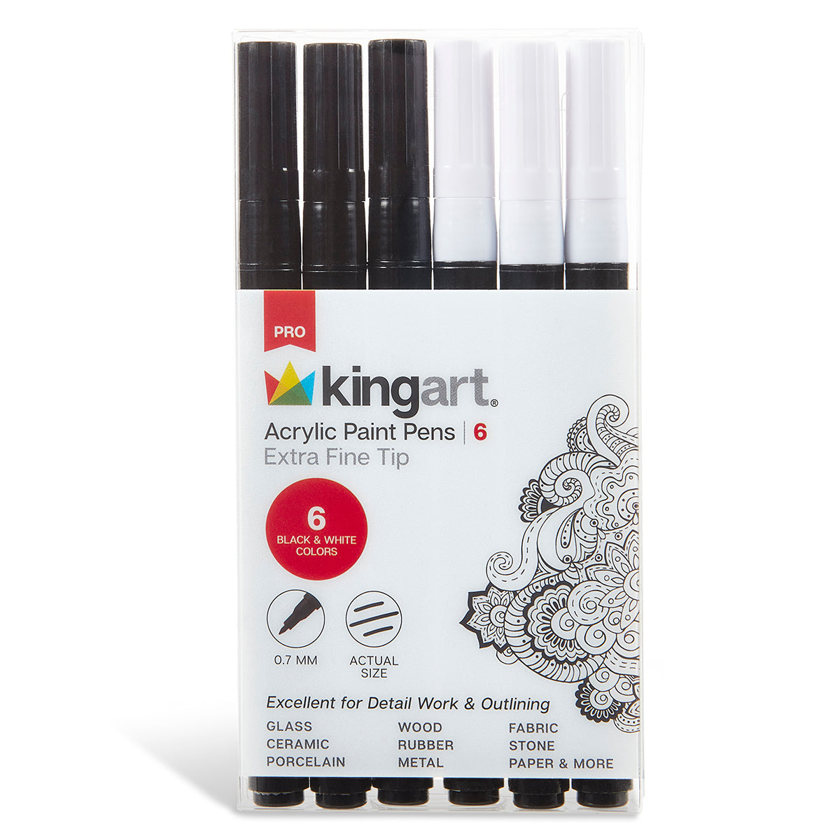 Acrylic Paint Pens Extra Fine - Black & White 6 pc
