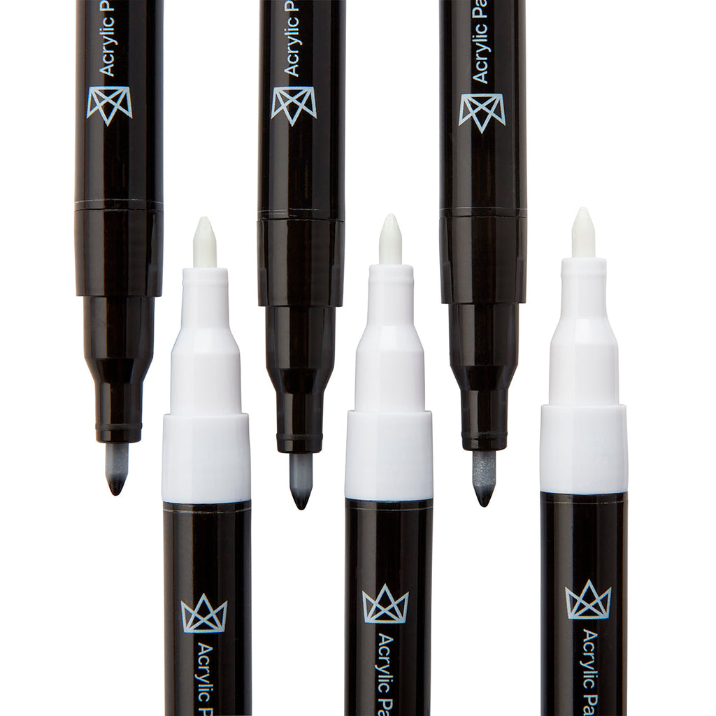 Acrylic Paint Pens Extra Fine - Black & White 6 pc