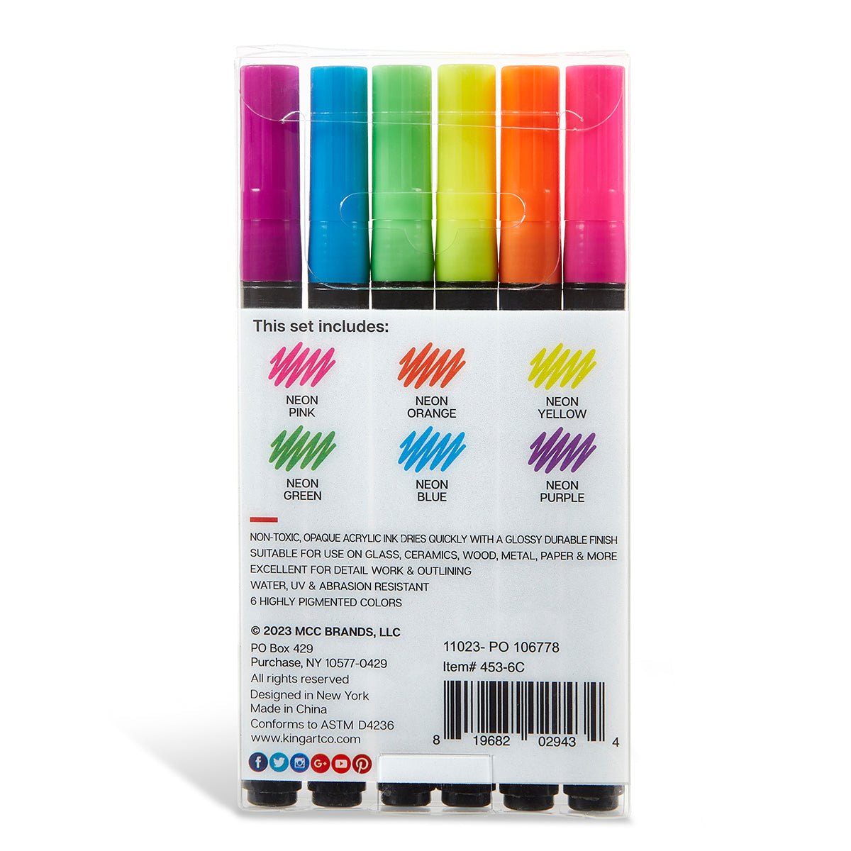 Acrylic Paint Pens Extra Fine - Neon Colors 6 pc
