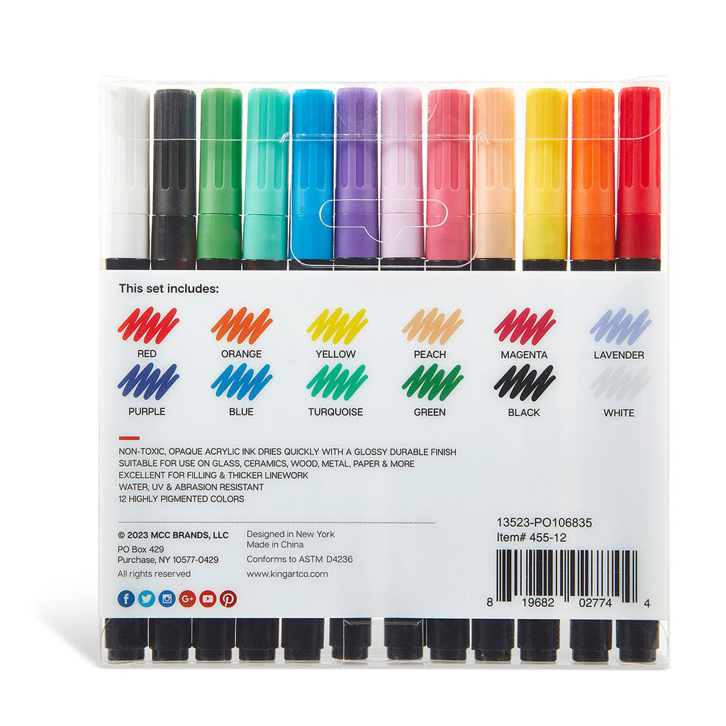 Acrylic Paint Pens - 12 Colors