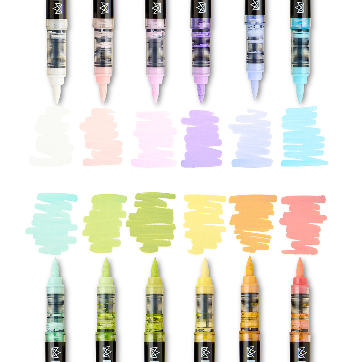 Acrylic Paint Brush Tip Pens - 12 Pastel Colors