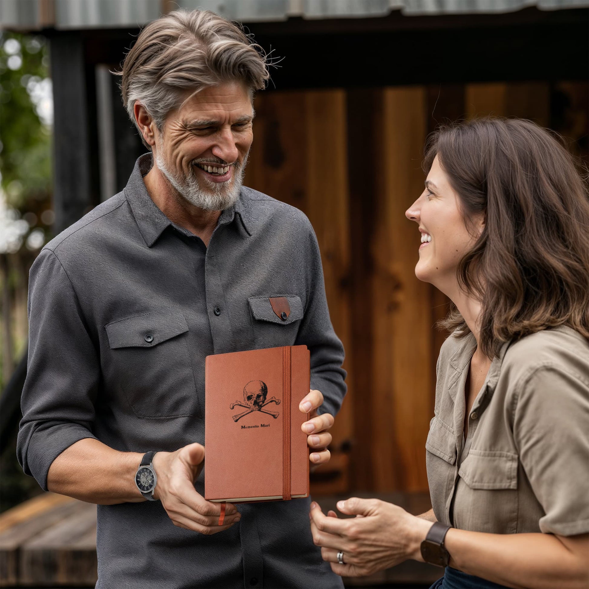 Memento Mori faux leather journal