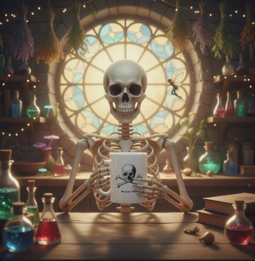 White 15 oz Memento Mori Coffee Mug